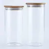 Frasco hermético de vidrio de borosilicato frasco de almacenamiento de cocina frasco para té tapa de madera frasco hermético de vidrio se puede personalizar