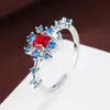 Estilo Pastoral de Moda Forma de Flor de Hada Geométrico Zirconio Anillo Abierto Exquisito Dulce Cobre Puro Anillo para Mujer Joyería Popular