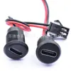 Conector hembra tipo C con cable, 2 hilos impermeable con rosca, se puede equipar con una resistencia, toma de carga USB-C con conector SM