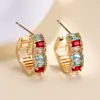 Pendientes de Moda Estilo Europeo Lujo Ligero con Circonita Incrustada en Forma de Corazón Venta Caliente Temperamento de Gama Alta Moda Súper Brillantes Corazón de Melocotón Pendientes Versátiles