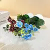 Flor Artificial con 3 Ramas y 9 Flores de Jazmín Grandes, Planta de Flor Artificial Estilo Europeo para Decoración del Hogar, Flor Artificial Pequeña Puntiaguda
