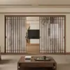 Estética de Canção Retrô Porta de Correr Cozinha Varanda Sala de Estar Grelha de Divisória Porta de Correr Novo Estilo Chinês Porta de Vidro Sombra de Bambu