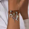 Sombrero de Vaquero Étnico Retro Transfronterizo de Aleación Botas de Vaquero Herradura Cactus Colgante Pulsera de Felpa Multicapa