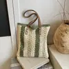 Transfronterizo 2026 Primavera Nuevo Estilo Bolso Tejido a Mano Gran Capacidad Bolso de Mujer Bolso Tejido de Paja Bolso Tote de Hombro Rayado