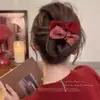 Pinza de Pato con Lazo Estilo Chanel para Recogido en la Parte Trasera de la Cabeza, Pasador de Lana, Pinza para el Cabello Retro Francesa para Media Recogida