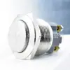 Interruptor de Botón Metálico de 22 mm Cabeza Alta Patas de Tornillo de Cabeza Plana Auto-Bloqueo Uno Normalmente Abierto Botón de Arranque Momentáneo