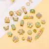 Pingente Tradicional Flor Gota de Óleo Dourada Acessórios para Joias DIY Contas Espaçadoras para Colar Pulseira Contas Soltas Materiais