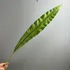 Flores artificiales al por mayor, hojas de nido de pájaro de PU, hojas de guanyin con gotas de agua, accesorios para arreglos florales de decoración de mesa, plantas verdes artificiales, hojas de ave del paraíso