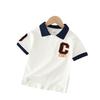 Nueva camiseta infantil transfronteriza versátil para niños medianos y grandes, verano, moda coreana, polo de manga corta, camiseta infantil