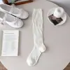 Meias de Verão Miu com Laço Estilo Ballet, Mesh Fino, Patchwork, Emagrecedoras, JK, Caídas, Comprimento até a Panturrilha