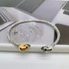 Pulsera de Cabeza de Calavera con Diseño Hip-Hop, Pulsera Abierta Unisex, Diseño de Moda, Chapada en Oro, Estilo Personalizado