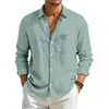 Cárdigan de punto casual de algodón y lino de manga larga con botones, europeo y americano transfronterizo, deportivo, elegante, holgado, transpirable, de color liso para hombre