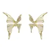 Brincos Criativos Personalizados de Borboleta Líquida Leve Luxo Elegante Brilhante Diamante Novos Populares Brincos Quentes Agulha de Prata S925