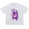 Camiseta de Manga Corta Lavada Desgastada con Estampado de Graffiti Holgada Talla Grande Estilo Hombro Caído Retro Americano Ropa Urbana Marca de Moda Top de Manga Larga