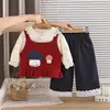Ropa de Otoño para Niñas Conjunto de Bebé 2026 Nuevo Conjunto de Tres Piezas Chaleco Suéter de Primavera Otoño para Bebés Niños Moda Dropshipping