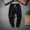 Traje Tang Hanfu Primavera e Verão Estilo Chinês Linho Fino Calças de Algodão e Linho Nove Pontos Perna Larga Solta Calças Masculinas de Linho Antigas Modernas