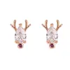 Pendientes de asta estilo coreano Mori Artístico incrustados de diamantes para mujer, ¿tienes pendientes de alce en oro rosa para mujer, regalo para el Día de San Valentín?