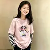 Camiseta Manga Longa Infantil Algodão Puro Primavera e Outono Camada Base Estudante Top Infantil Crianças de Tamanho Médio e Grande Roupa Íntima Roupas de Outono Falso Duas Peças