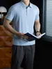 Camisa polo simples sem costura de nylon com toque gelado de seda gelada para homens, leve e respirável, camiseta de manga curta para o dia a dia no trabalho, Verão 2026