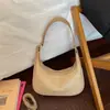 Bolso de mano para mujer tejido con paja de comercio exterior, Nuevo estilo verano 2026, Bolso simple de media luna, Bolso bandolera con cremallera para vacaciones en la playa
