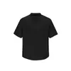 Yidao Vintage 2026 Verão Nova Tendência Estilo Japonês Texturizada Gola Semi-Alta Básica Solta Casual Manga Curta Camiseta para Homens