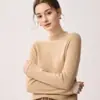 Suéter de punto para mujer 100% cachemira pura, nuevo estilo de otoño, calibre 12, cuello medio alto, diseño de dobladillo enrollado, color liso, capa base