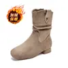 Botas para Niña 2026 Otoño e Invierno Nuevas Versátiles Vintage Botines Cortos Plisados para Niñas Pequeñas, Botas Delgadas a Media Pantorrilla