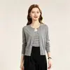Novo cardigã de tricô liso para outono e inverno para mulheres, peça externa solta com gola redonda, jaqueta suéter curta
