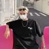 Camiseta Masculina de Verão Estilo Americano, Tendência de Marca Estampada, Manga Curta, para Adolescentes, Camiseta Cool de Manga Meia-Manga para Casais, Camiseta de Algodão Oversized
