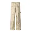 Calça camuflada padrão escuro macacão masculino e feminino design moderno high street senso de design costura de nicho tie-dye gradiente calça reta casual