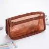 Estuche de Malla Transparente de Fábrica Bolsa de Papelería de Doble Capa Gran Capacidad Simple Especial para Examen de Estudiante Estuche de Lápices de Alta Apariencia