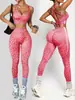 Conjunto Esportivo de Yoga Sem Costura Costas Cruzadas para Mulheres Conjunto de Duas Peças Fitness Esportivo Lazer para Mulheres Que Pode Ser Usado Fora