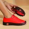 Zapatos Casuales Versátiles de Cuero Cosidos a Mano para Mujer de Amazon para Madres, Zapatos Planos Casuales para Primavera y Otoño 2024