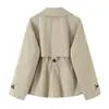 Z Estilo Europeo y Americano Transfronterizo 2026 Nueva Moda Elegante Abrigo Trench Doble Botonadura para Mujer al por Mayor con Cuello y Cinturón 6318011