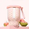 Taza de Fruta Lonchera Caja de Almacenamiento Caja de Almacenamiento Portátil Recipiente para Saladas para Salir Drenaje Refrigerador Calidad Alimentaria Conservador
