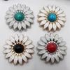 Venta al por mayor de accesorios para equipaje de fabricante Hebilla de tela de turquesa sintética Billetera hecha a mano para bricolaje Accesorios para bolso Hebilla de broche de clavo de crisantemo