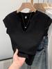 Camiseta Feminina da Moda com Decote V, Ajuste Slim, Manga Curta, Novo Design de Verão, Cropped Ajustado Estiloso e Juvenil