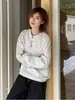 Suéter cárdigan nuevo estilo Otoño e Invierno 2025 Estilo Retro Americano Cuello Henry Manga Larga para Mujer Estilo Perezoso Casual Tejido de Punto Cuello en V
