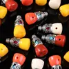 Resina Plateada de Xizang Empalmada de una Sola Pieza Cabeza de Buda Forma de Gota de Agua Conector de Tres Vías Hecho a Mano DIY Estilo Antiguo Cuentas DIY Accesorios para Joyería