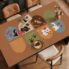 Jogo Americano de Mesa de Jantar Retrô, Toalha de Mesa Cartoon de Luxo Leve e de Alta Qualidade, Impermeável e à Prova de Óleo, Jogo Americano Isolante Térmico Sem Lavagem, Jogo Americano Protetor Resistente a Altas Temperaturas