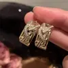 Pendientes de Aro Hueco con Diamantes Microincrustados de Moda con Letra Inglesa Estilo Metal Francés Pendientes Súper Brillantes para Dama Elegante