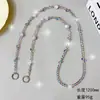 Corrente de Ombro com Contas de Cristal Redondas Cluster de Flores Lanyard para Celular Corrente de Reposição para Bolsa Chaveiro Pulseira de Chaveiro Anti-Perda para Celular
