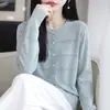 Otoño 2026 Nuevo Cardigan de Punto Francés Suave con Textura Hueca de Manga Larga de un Solo Botón para Mujer