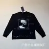 Camiseta de manga longa com estampa de letras e retrato vintage desgastado ERD de alta qualidade, corte justo, para a geração jovem abastada