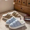 Pantuflas de algodón impermeables y gruesas para mujer, nuevo estilo otoño e invierno, para interior del hogar, forradas de felpa, antideslizantes, cálidas, suela suave, pantuflas de pareja para hombre
