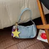Bolsa Jeans de Nicho Super Popular para Mulheres 2026 Nova Moda Versátil Bolsa Transversal Casual Pequena Quadrada de Ombro/Axila