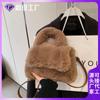 Bolsa de pelúcia feminina outono e inverno Nova bolsa peluda moda cor sólida peluda celebridade da internet portátil estilo ocidental ombro mensageiro