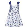 Vestido de Suspensório para Meninas Verão 2023 Estilo Coreano Sem Mangas Colete Vestido Fino Estampado Floral de Algodão Vestido Fofo