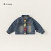 Roupa Infantil Youbao Jaqueta Jeans Infantil 2026 Nova Coleção Primavera e Outono Roupa de Primavera para Meninas Versão Coreana Top com Gola Reversível Cardigã para Meninas