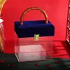 Veludo Acrílico Cabo de Bambu Caixa de Presente Lembrancinhas de Casamento Embalagem de Doces Presentes no Atacado Presentes Festivos de Casamento